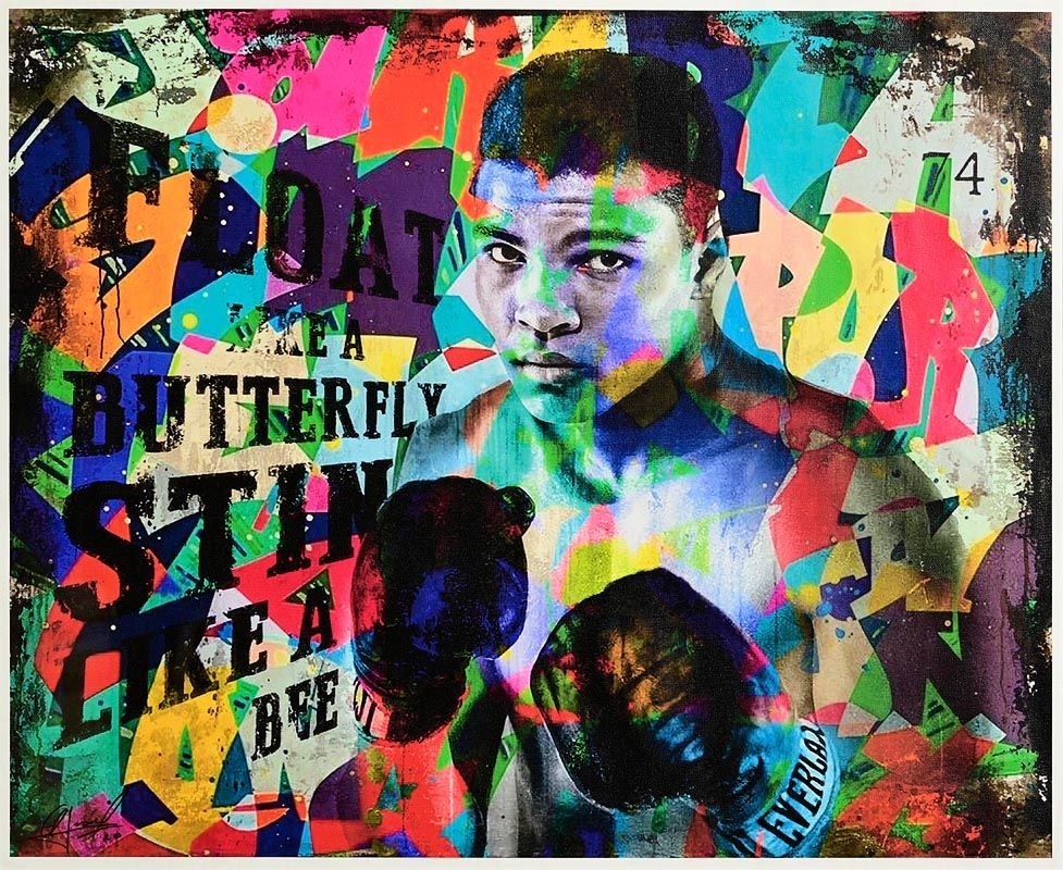 Artwork by Alberto Ricardo, Muhammed Ali, Made of limited edition print on canvas - number 3 from an edition of 10