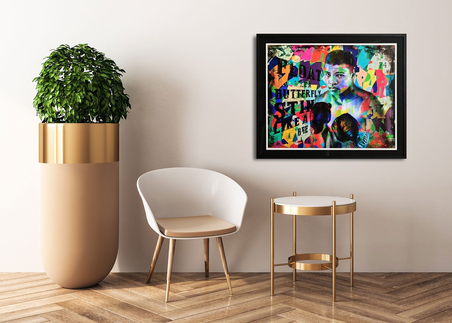 Artwork by Alberto Ricardo, Muhammed Ali, Made of limited edition print on canvas - number 3 from an edition of 10