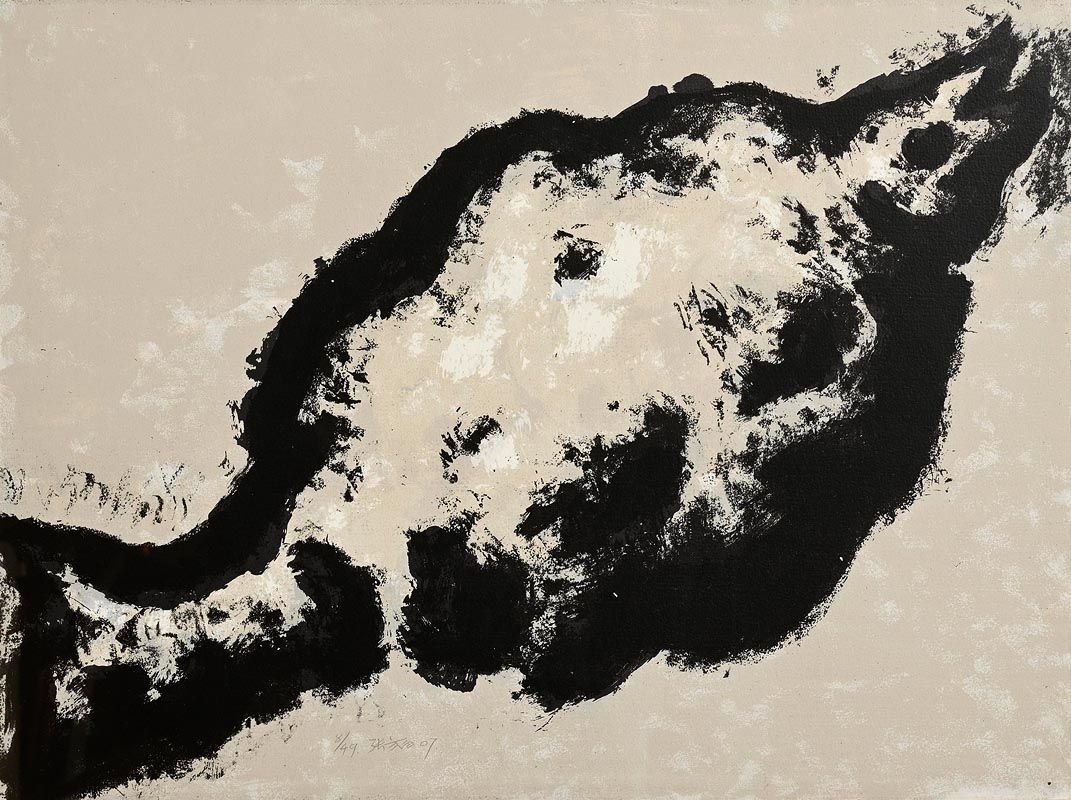 Artwork by Zhang Fang Bai, Fish, Made of limited edition carborundum lithograph - numbered 8 from an edition of 49