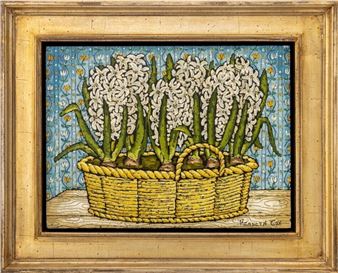 Still Life Scene with White Pearl Hyacinths - Kenneth Cox