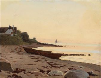 Beachview with drawn up dinghies at sunset - Frederik Vermehren