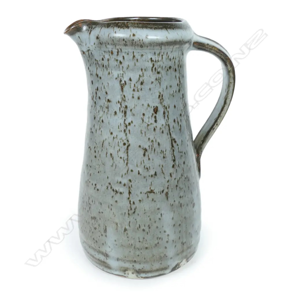 Len Castle | Len Castle jug of tapered cylinder form with variable dark ...