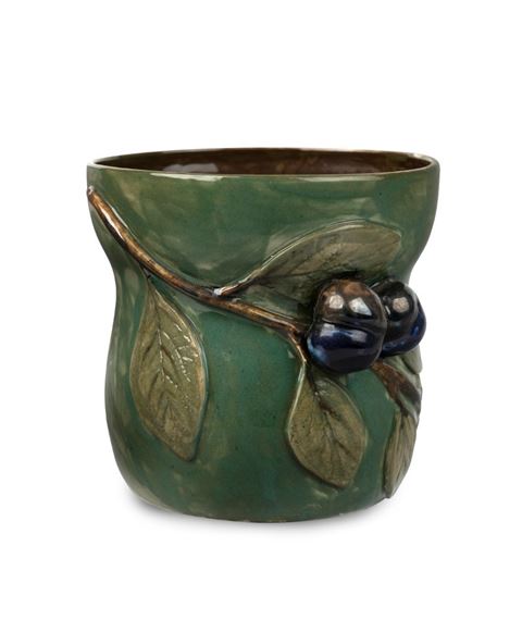 Vase with applied fruit decoration by Merric Boyd, 1934