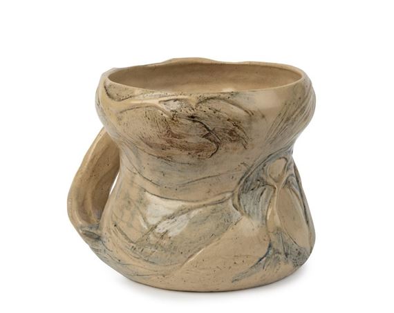 Vase with windswept tree in landscape decoration by Merric Boyd, 1939