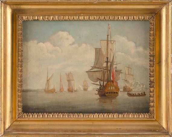 A naval battle by Continental School, 19th Century, 19th Century