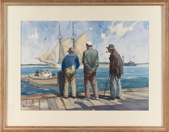 Waiting at the dock by Gordon Grant