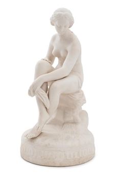 Parian Ware Seated Nude Maiden Sculpture - Ferdinando Pelliccia