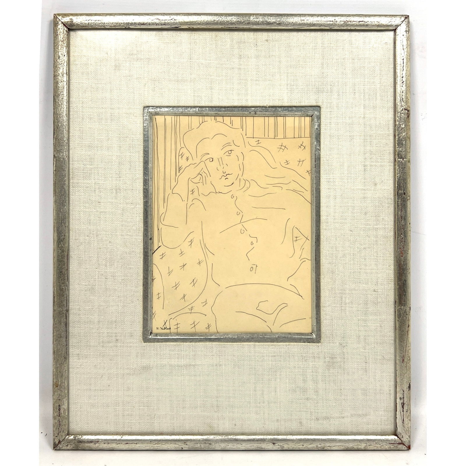 Artwork by Harry Niblock, Girl Slouching, Made of Pen and Ink