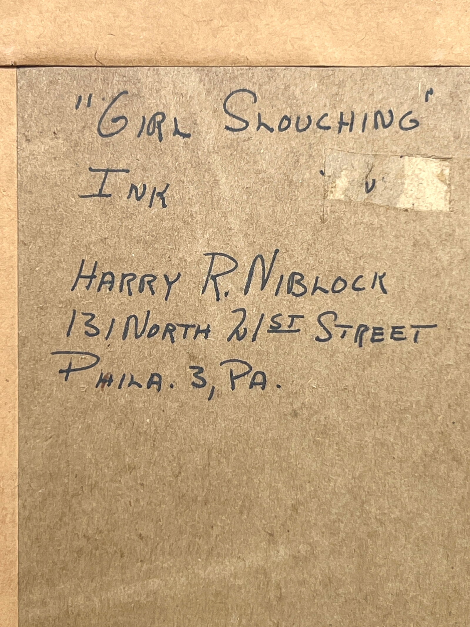 Artwork by Harry Niblock, Girl Slouching, Made of Pen and Ink