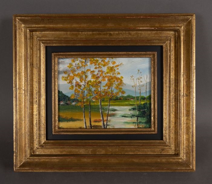 Artwork by J.P. Meyer, Alsace landscape, Made of Oil on isorel
