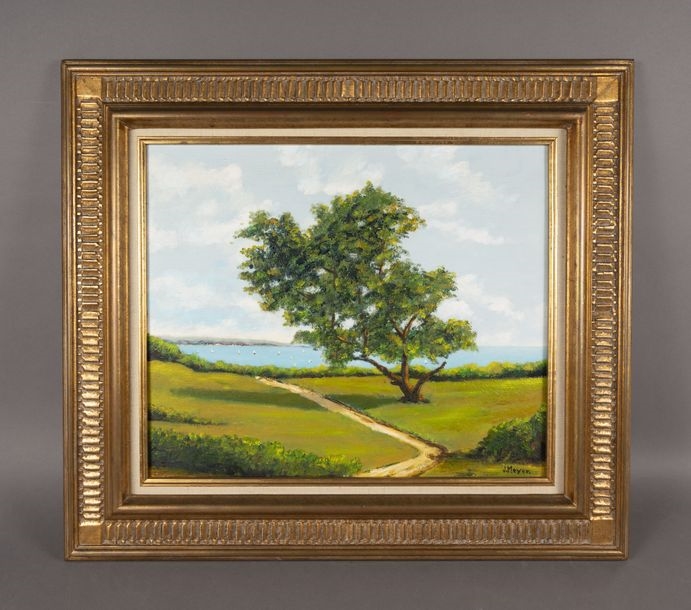 Artwork by J.P. Meyer, Landscape at Locqmariaquer, Made of Oil on canvas