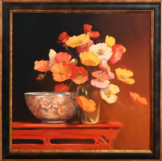 POPPIES WITH IMARI VASE by Jacqueline Fowler