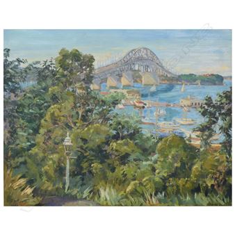 Auckland Harbour Bridge from Pt. Erin Park - Arthur Funnell