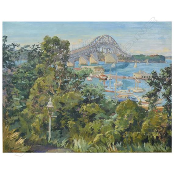 Auckland Harbour Bridge from Pt. Erin Park - Arthur Funnell