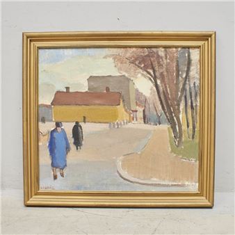 Sweden. Gatumotiv. Signed. Oil on canvas - Bengt Crantz