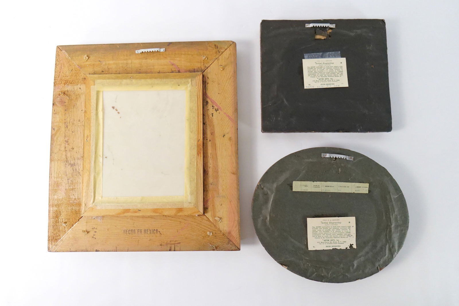 Artwork by Dov Bar-Lev, Group Lot of 3 Resin Tile Judaica Pieces of Art, Made of Resin