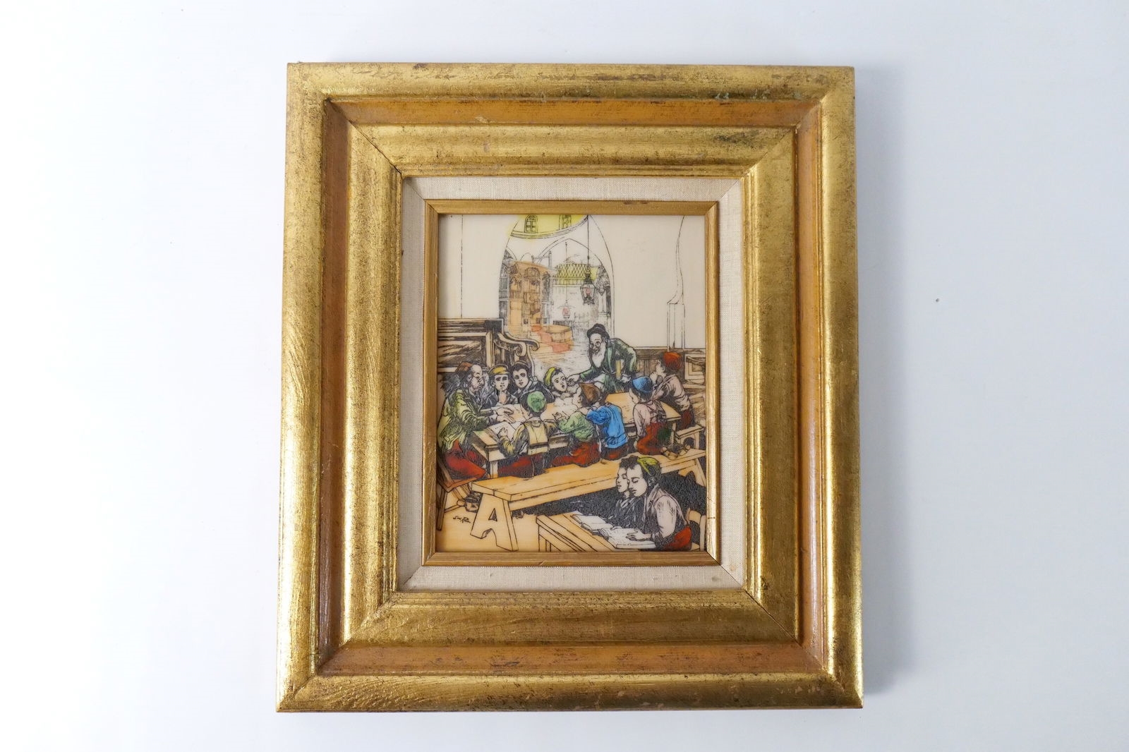 Artwork by Dov Bar-Lev, Group Lot of 3 Resin Tile Judaica Pieces of Art, Made of Resin