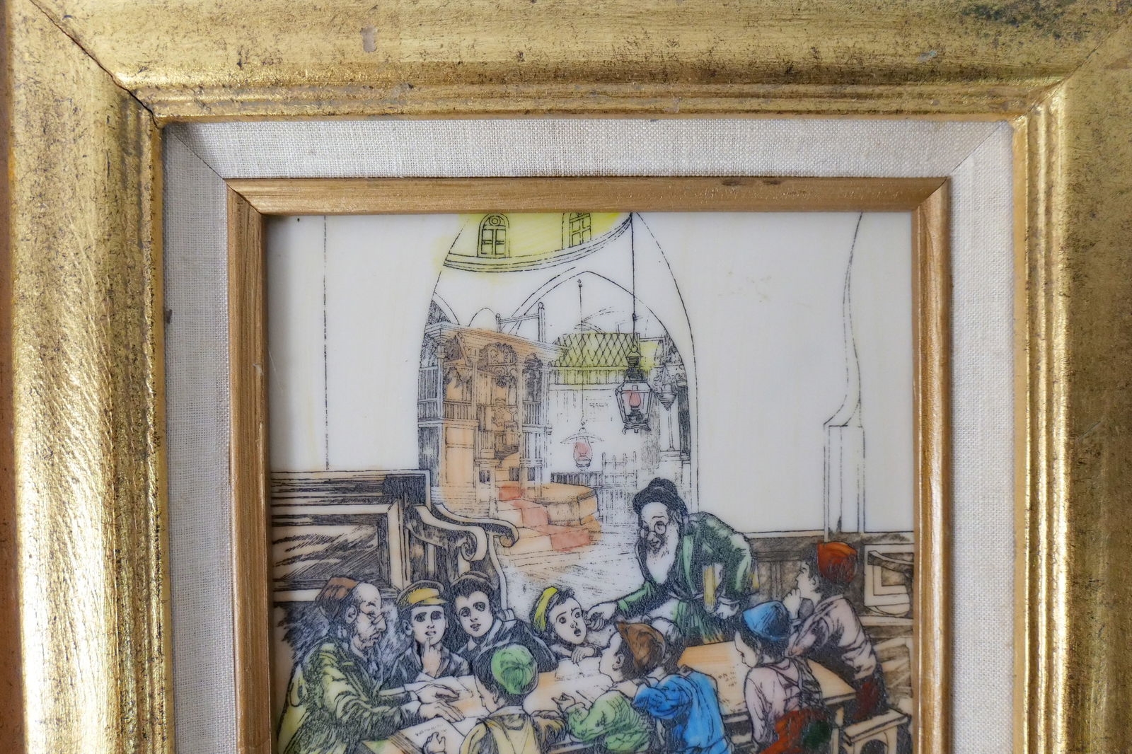 Artwork by Dov Bar-Lev, Group Lot of 3 Resin Tile Judaica Pieces of Art, Made of Resin