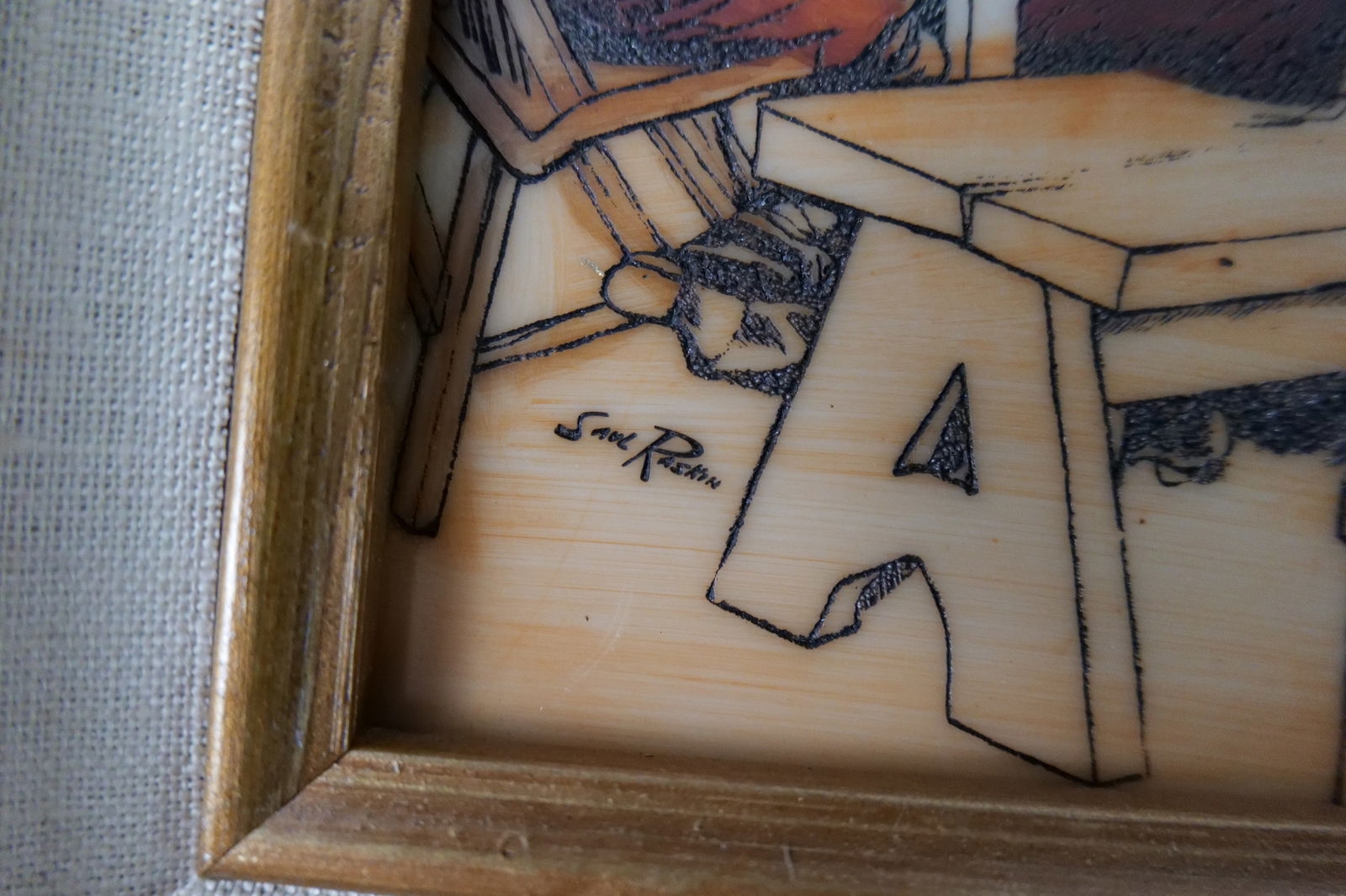 Artwork by Dov Bar-Lev, Group Lot of 3 Resin Tile Judaica Pieces of Art, Made of Resin