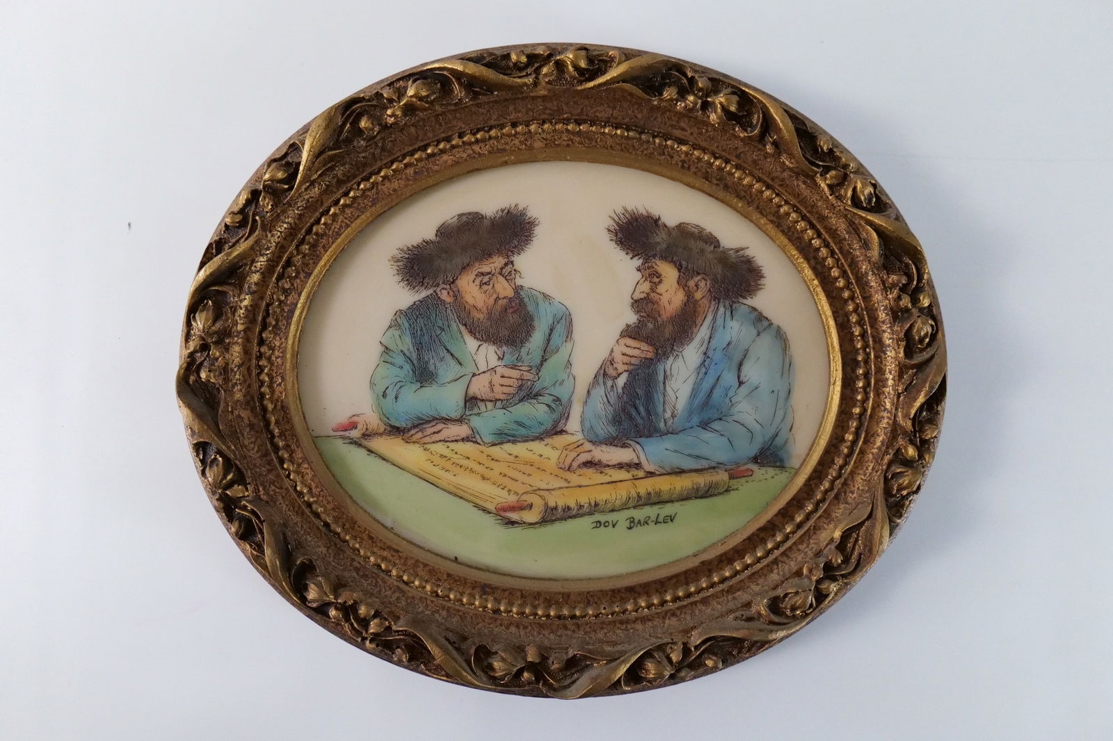 Artwork by Dov Bar-Lev, Group Lot of 3 Resin Tile Judaica Pieces of Art, Made of Resin