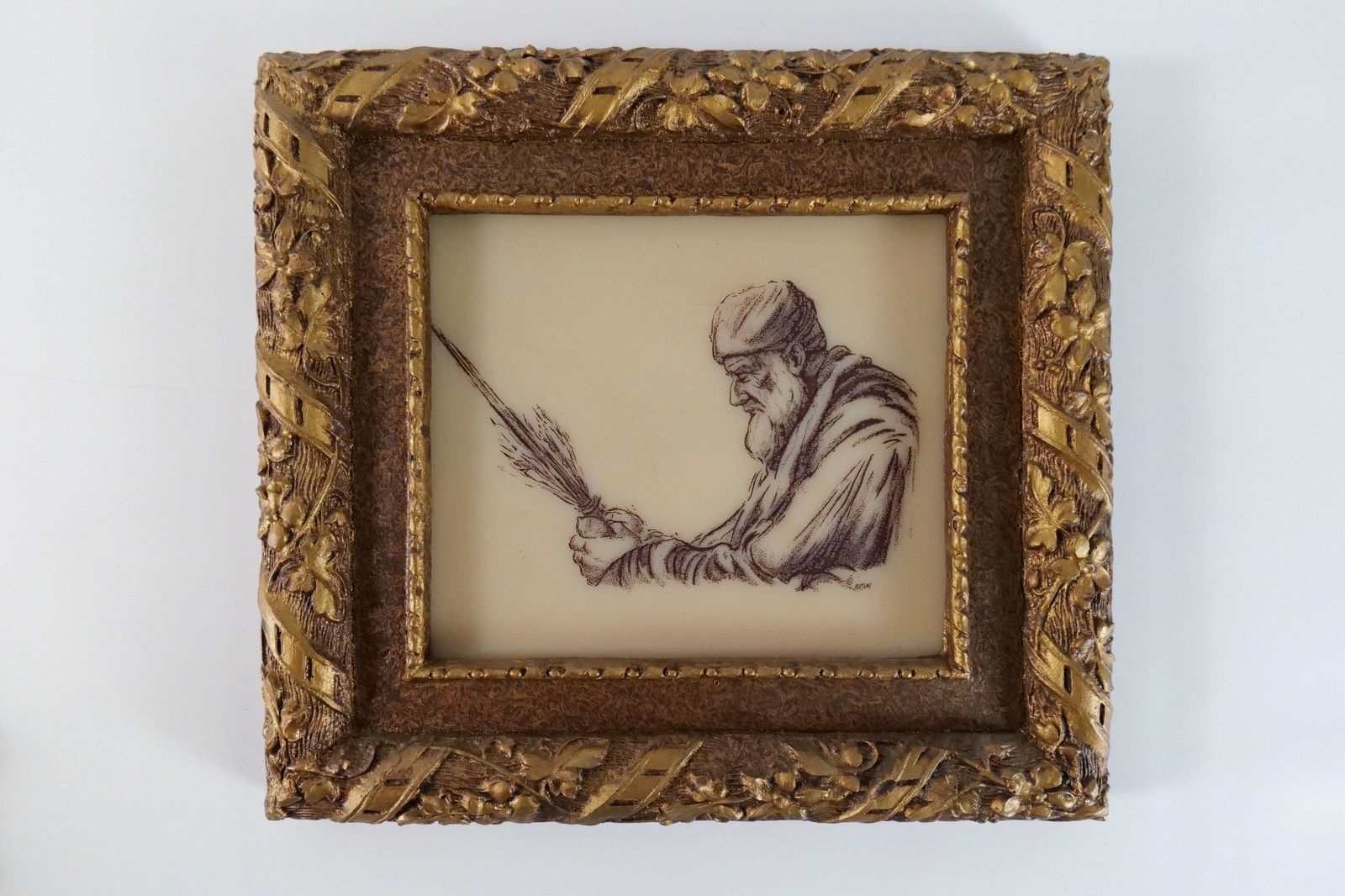 Artwork by Dov Bar-Lev, Group Lot of 3 Resin Tile Judaica Pieces of Art, Made of Resin