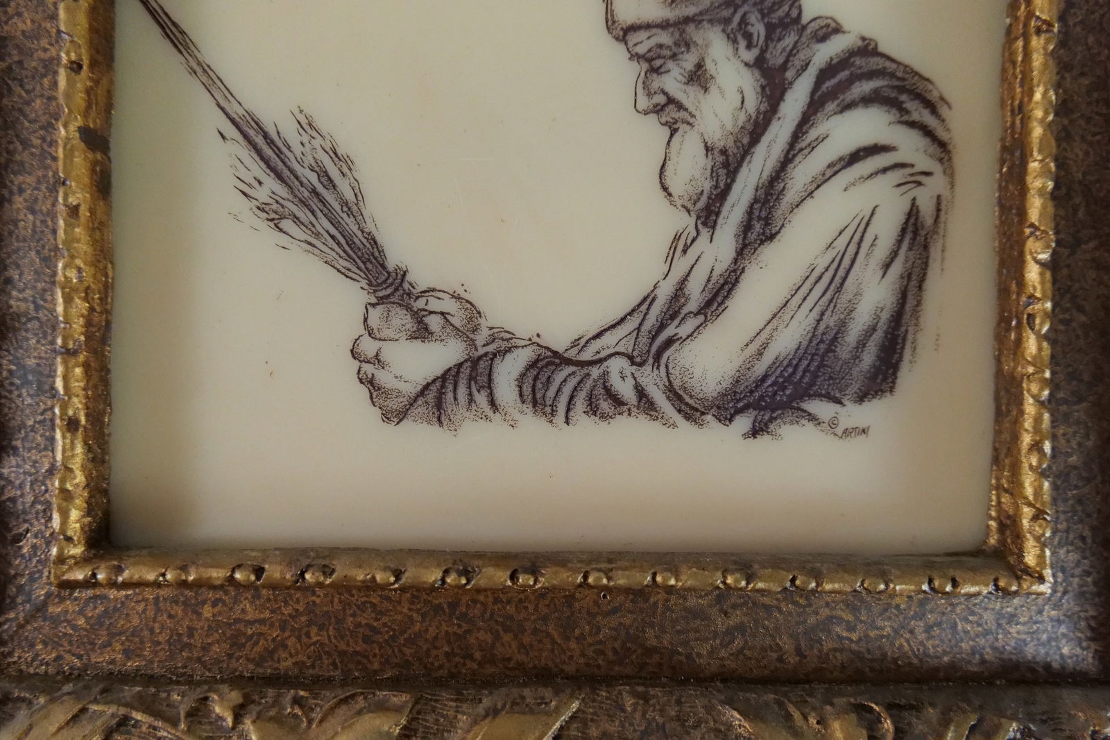 Artwork by Dov Bar-Lev, Group Lot of 3 Resin Tile Judaica Pieces of Art, Made of Resin