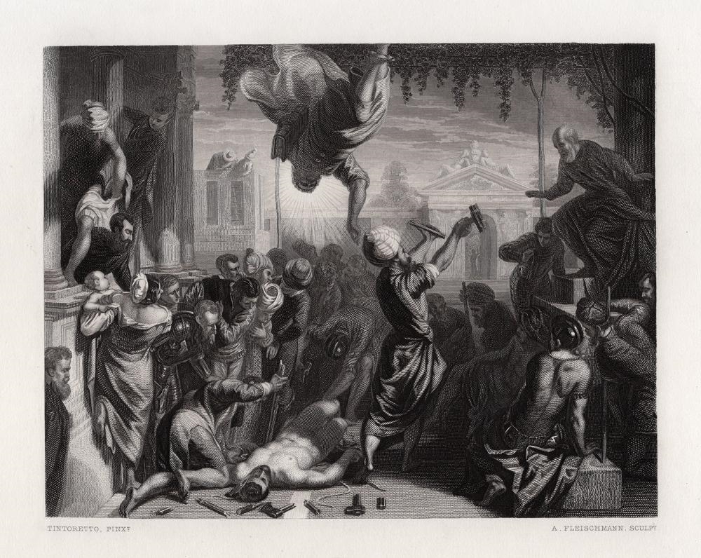 Artwork by Jacopo Tintoretto, Johann Andreas Fleischmann, Martyrdom of a Slave, Made of Engraving