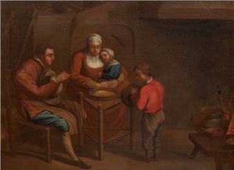 Bauernfamilie beim Dankgebet - Johann Dietrich Findorff