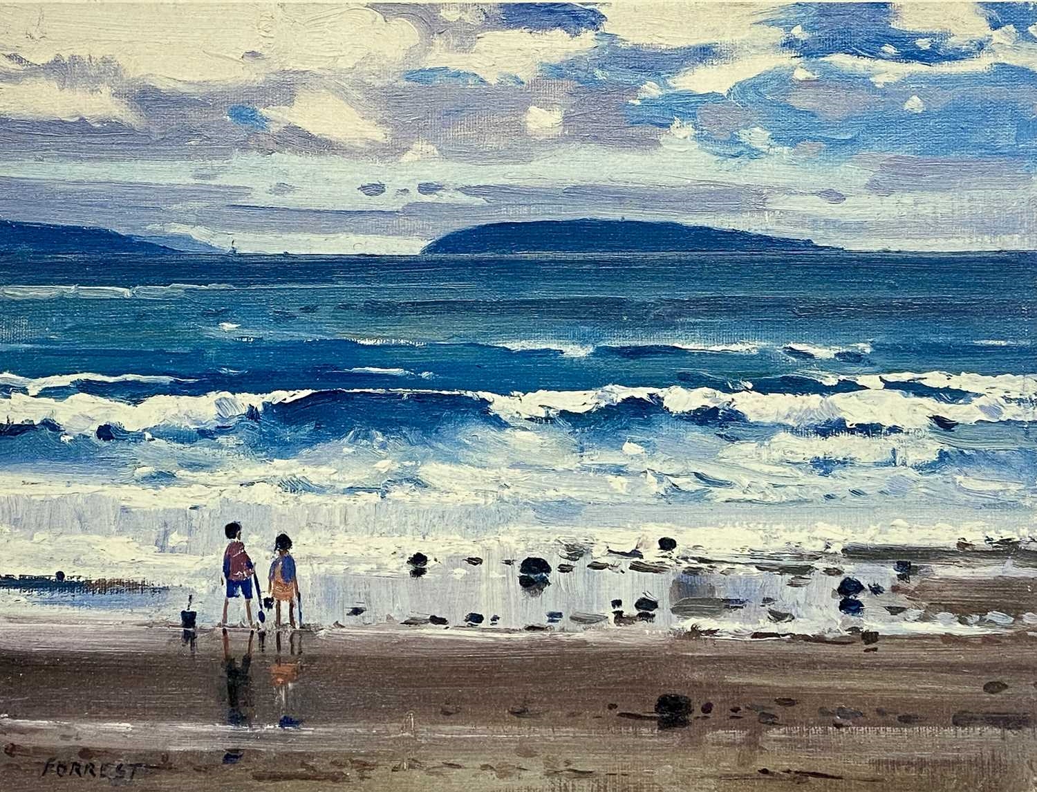 Artwork by Edwin Vincent Forrest, Looking for Crabs - Low Tide, Penmaenmawr, Made of colour print