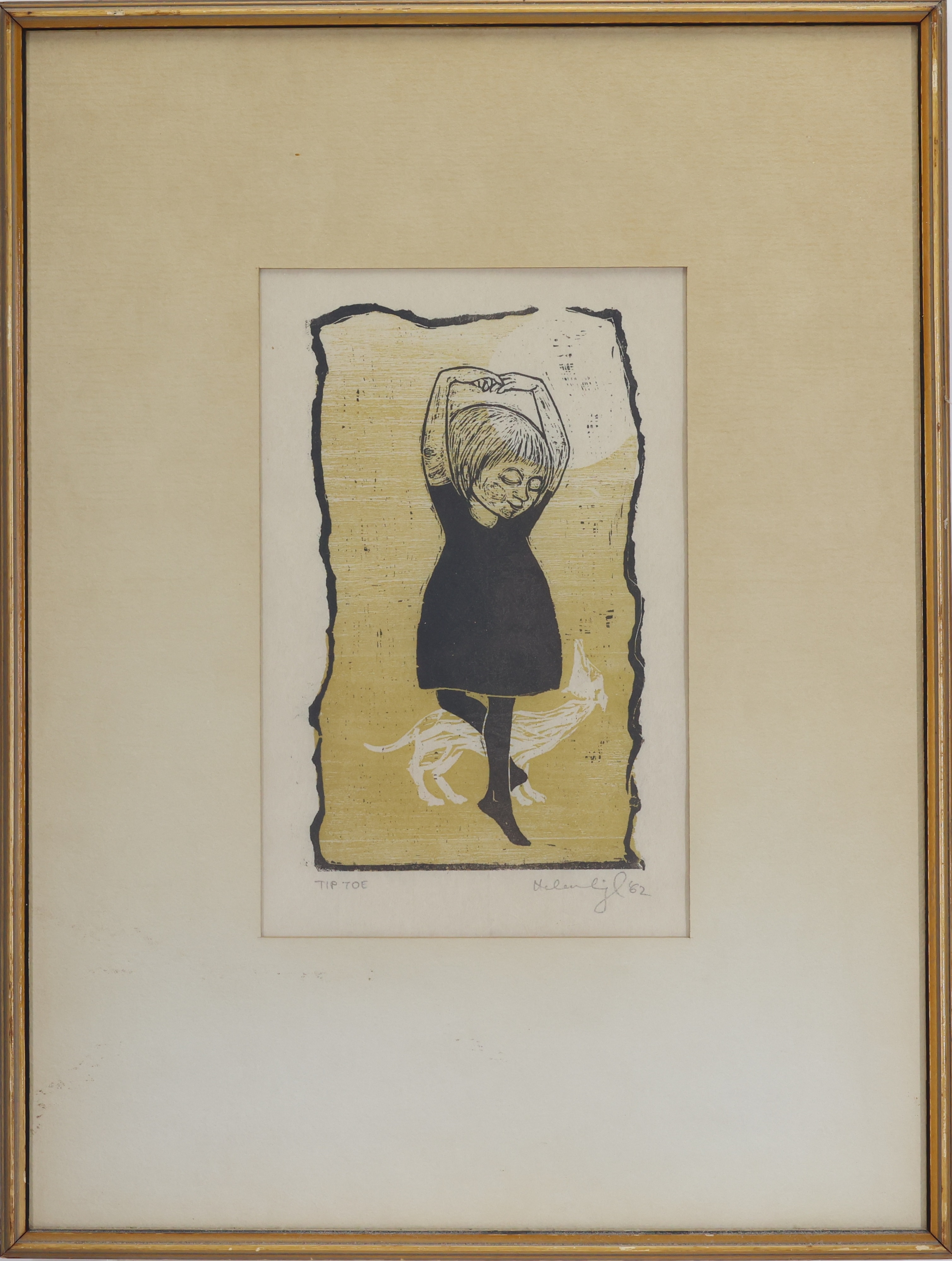 Artwork by Helen Siegl, Tip Toe, Made of Woodblock print