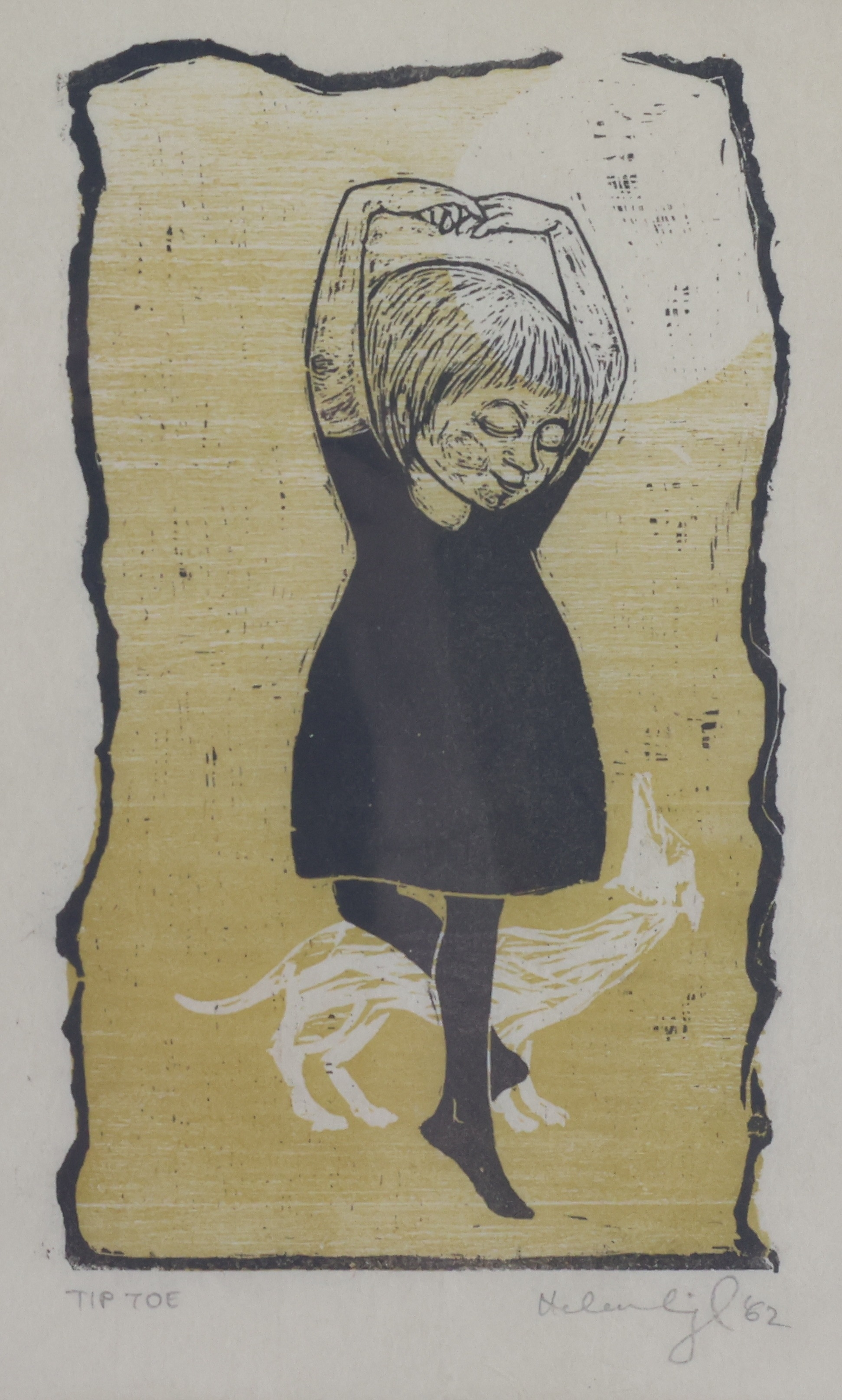 Artwork by Helen Siegl, Tip Toe, Made of Woodblock print