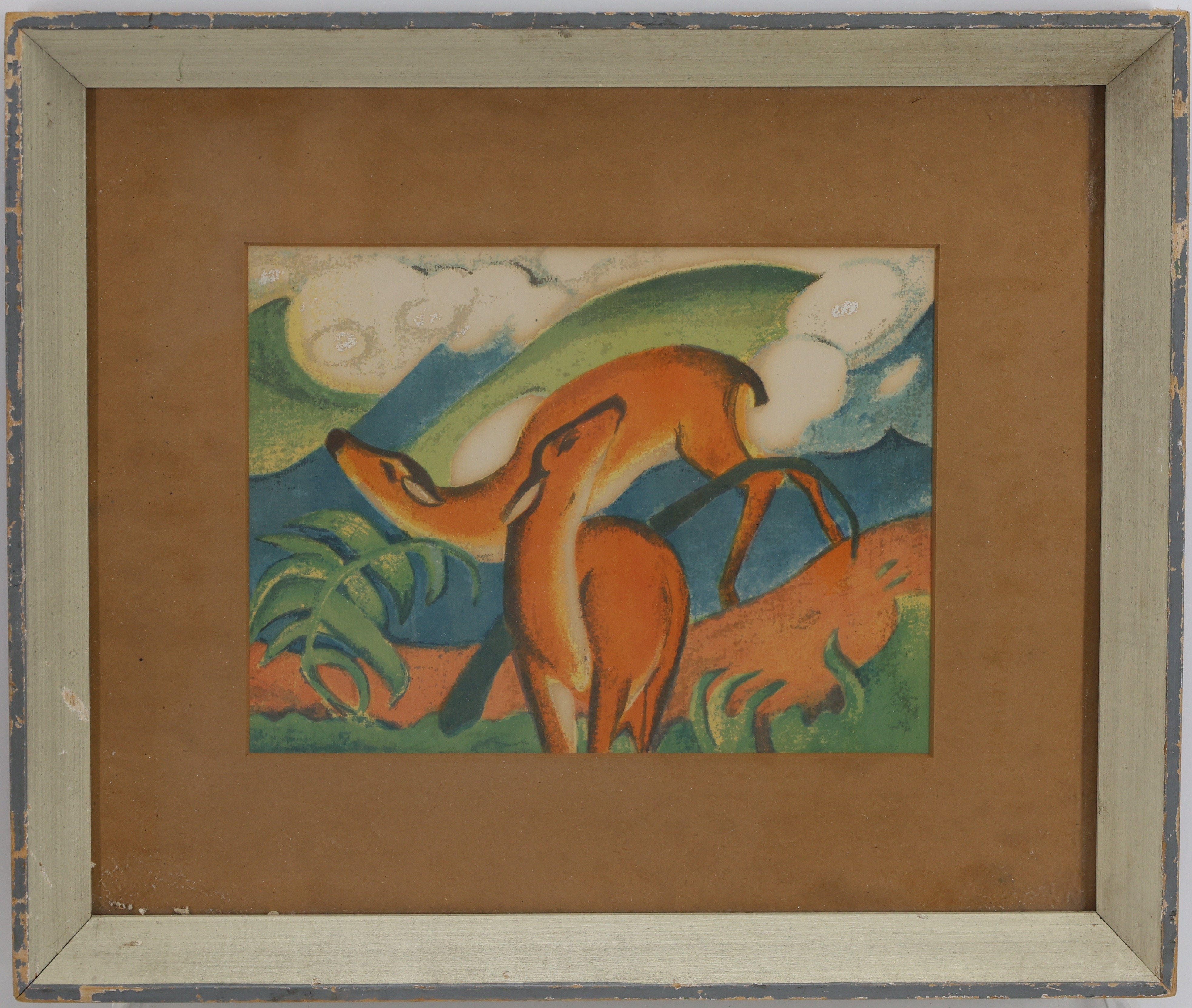 Artwork by Franz Marc, Two Deer, Made of Mixed media