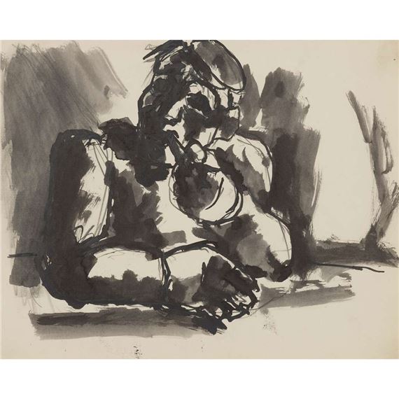 MAN WITH PIPE by Josef Herman