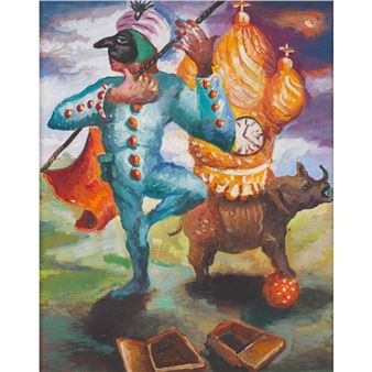 UNTITLED (SCARAMOUCHE AND RHINO - Steven Campbell