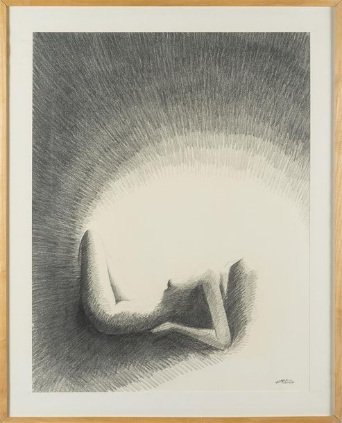 Artwork by James Bayle, Une femme nue allongée, Made of charcoal