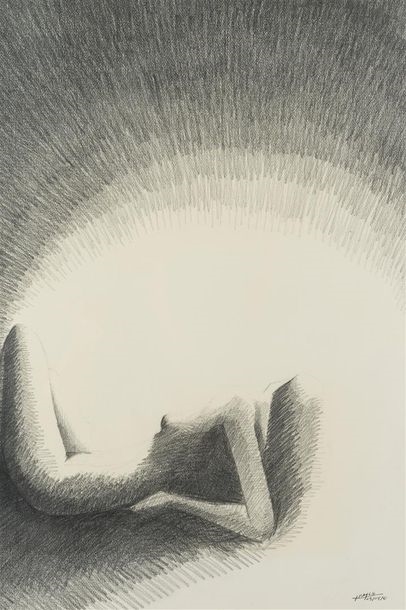Artwork by James Bayle, Une femme nue allongée, Made of charcoal