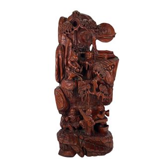 A LARGE CHINESE WOOD CARVING OF CHILDREN CELEBRATION - Chinese School