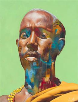 Portrait of a Man with Green - Loyiso Mkize