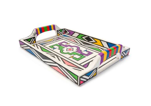 Untitled (Tray with Ndebele Pattern) by Esther Mahlangu