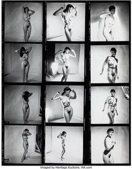 Group of 18 contact sheets of Bettie Page - Peter Basch