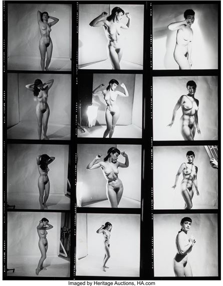 Group of 18 contact sheets of Bettie Page - Peter Basch