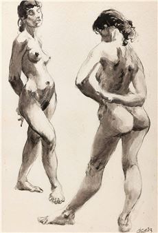 Two Standing Nude Figures - Gerald Trottier