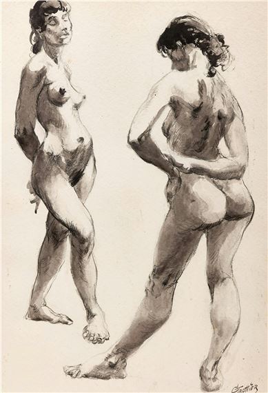 Two Standing Nude Figures - Gerald Trottier