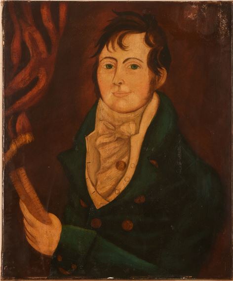 FOLK ART PORTRAIT OF A MAN by American School, 19th Century, 19th century