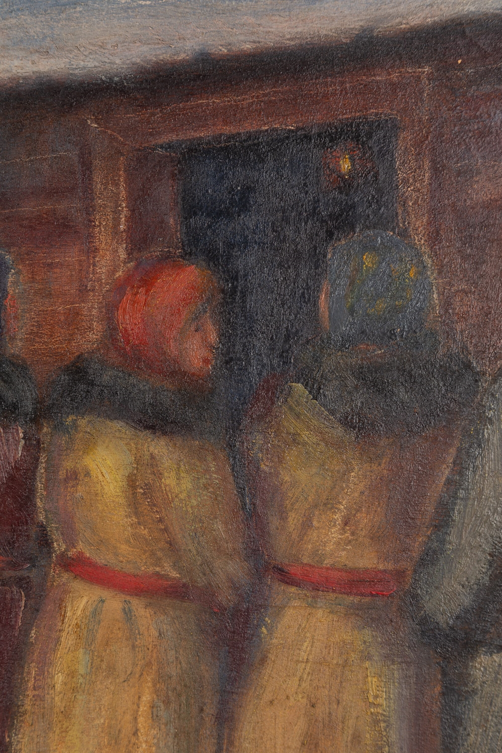 Artwork by Artur Rutkowski, In front of the cottage, Made of oil/paperboard