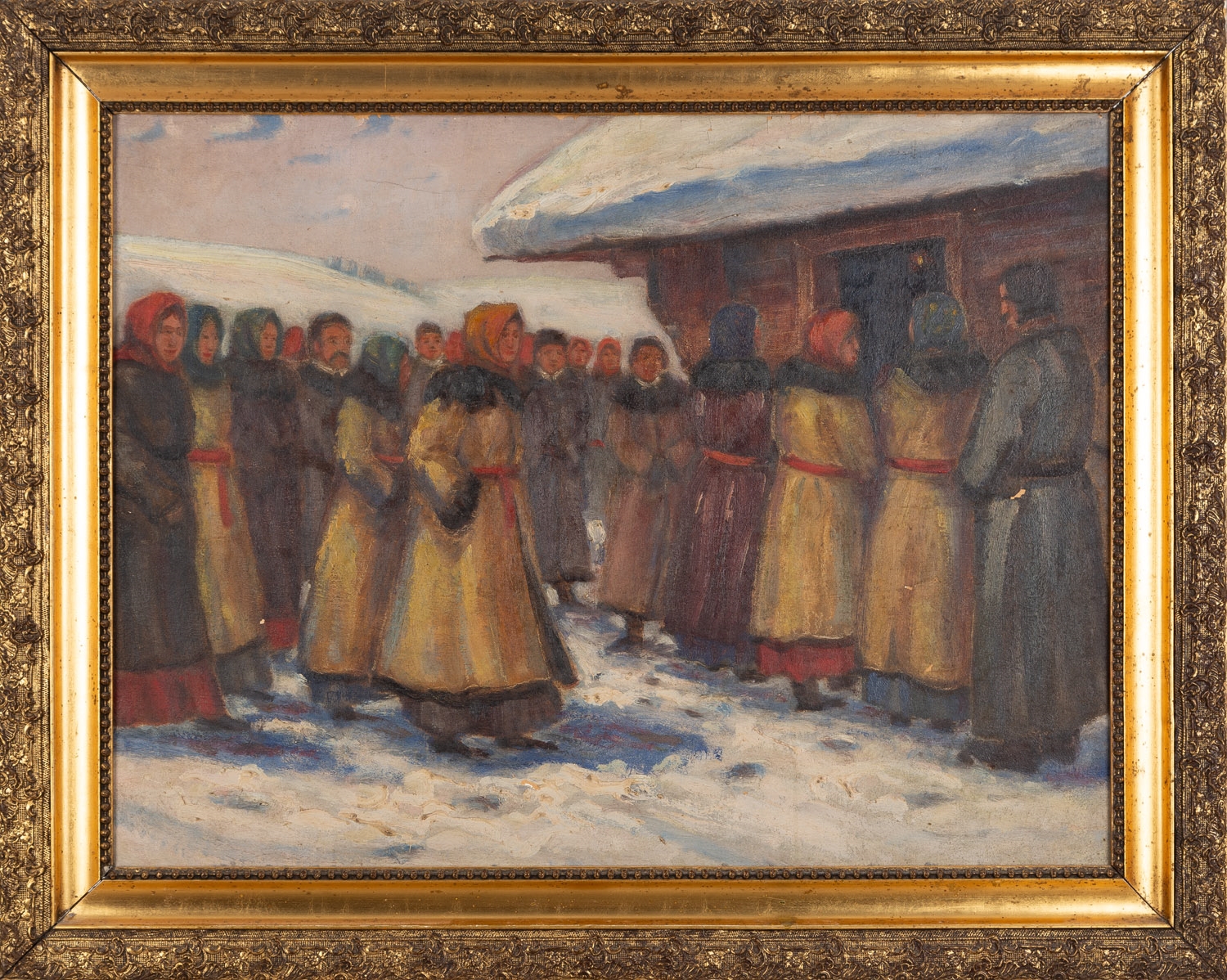 Artwork by Artur Rutkowski, In front of the cottage, Made of oil/paperboard