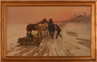 HORSES PULLING A SLED - Laszlo Pataky von Sopatak