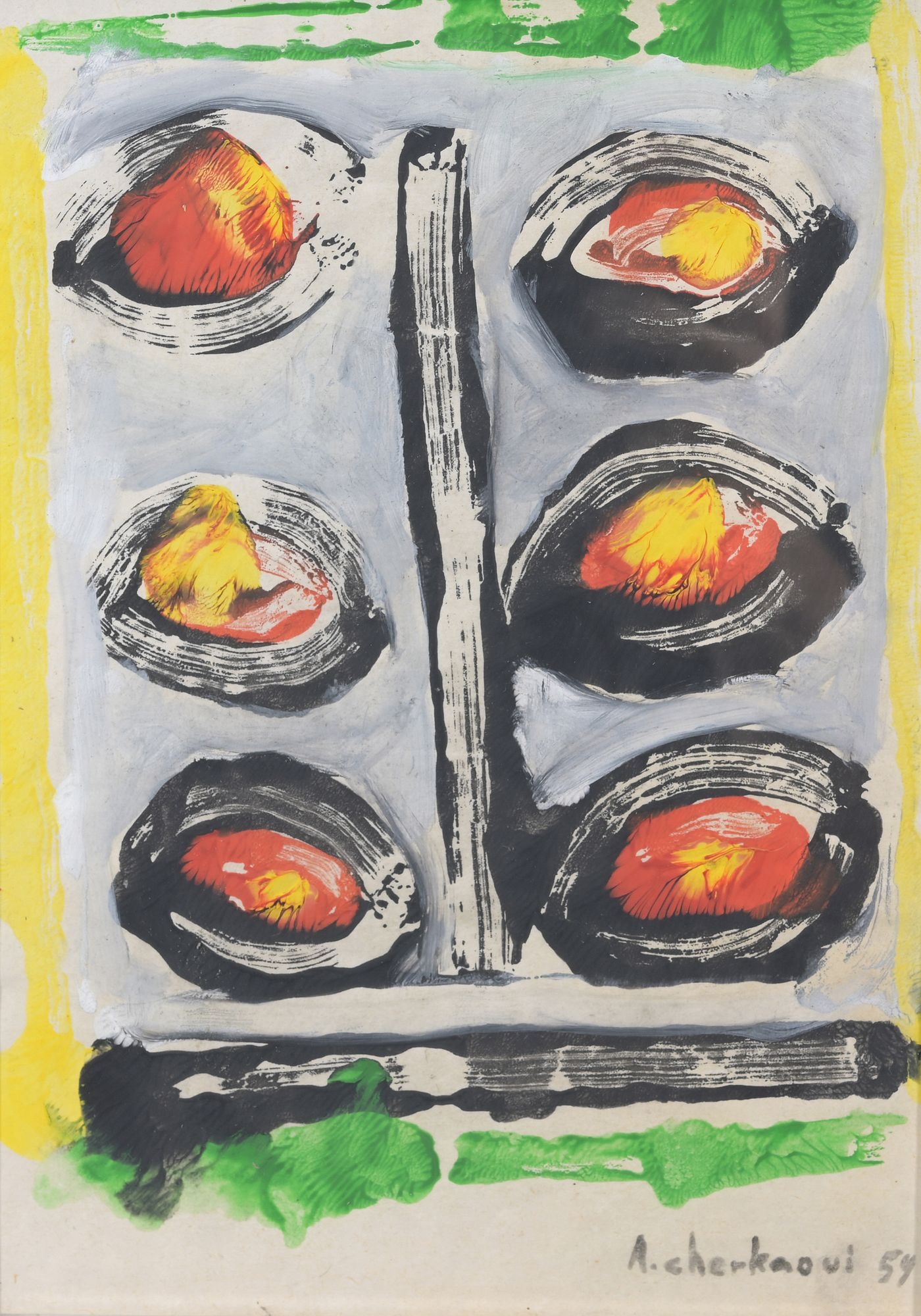 Artwork by Ahmed Cherkaoui, Composition, Made of Gouache