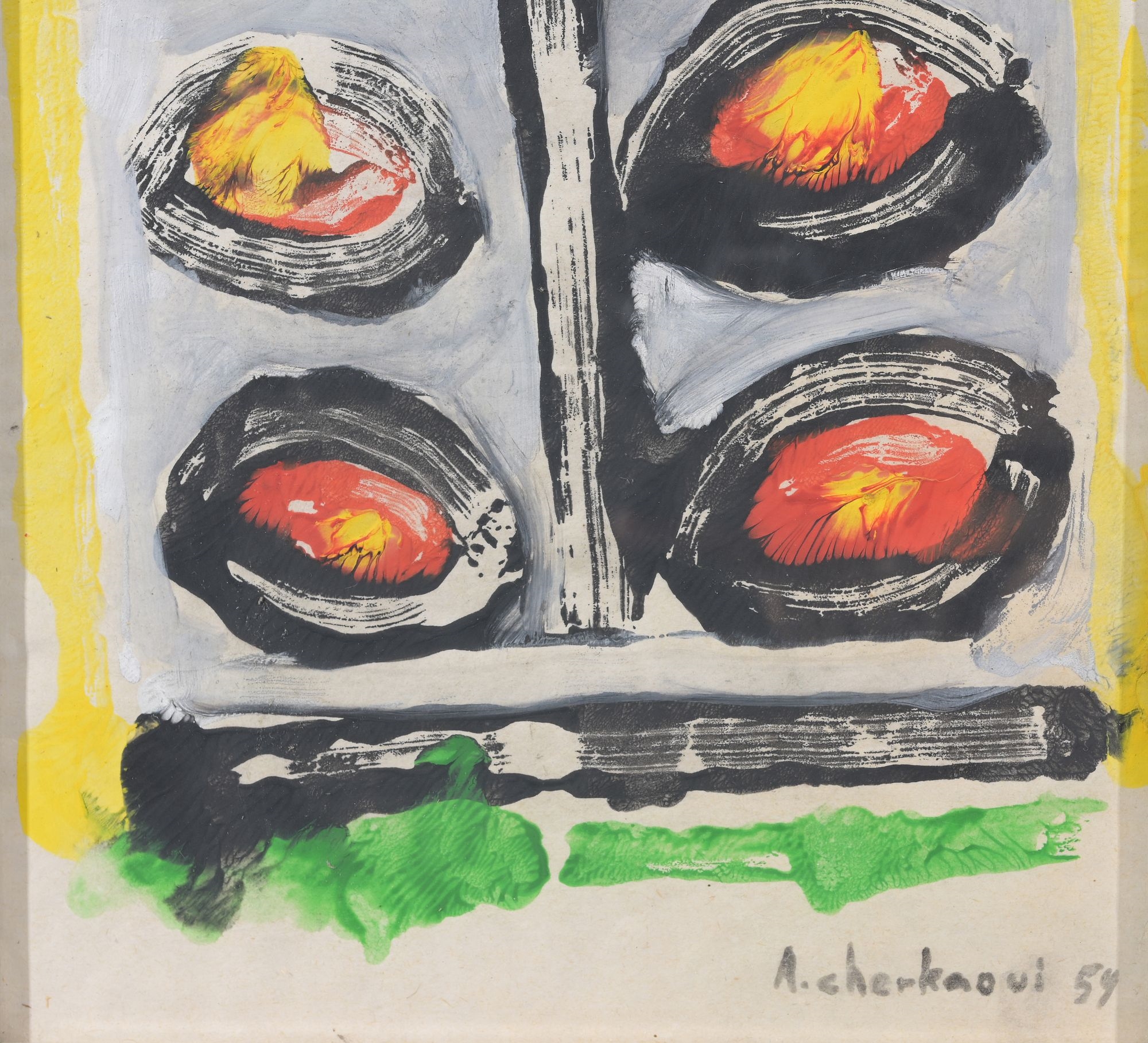 Artwork by Ahmed Cherkaoui, Composition, Made of Gouache