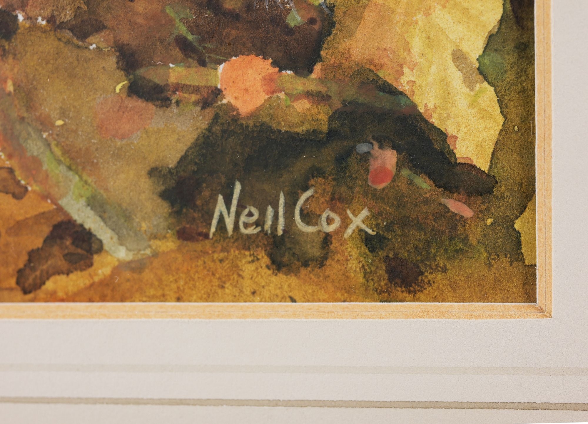 Artwork by Neil Cox, Squirrel in Autumn Leaves, Made of Watercolor